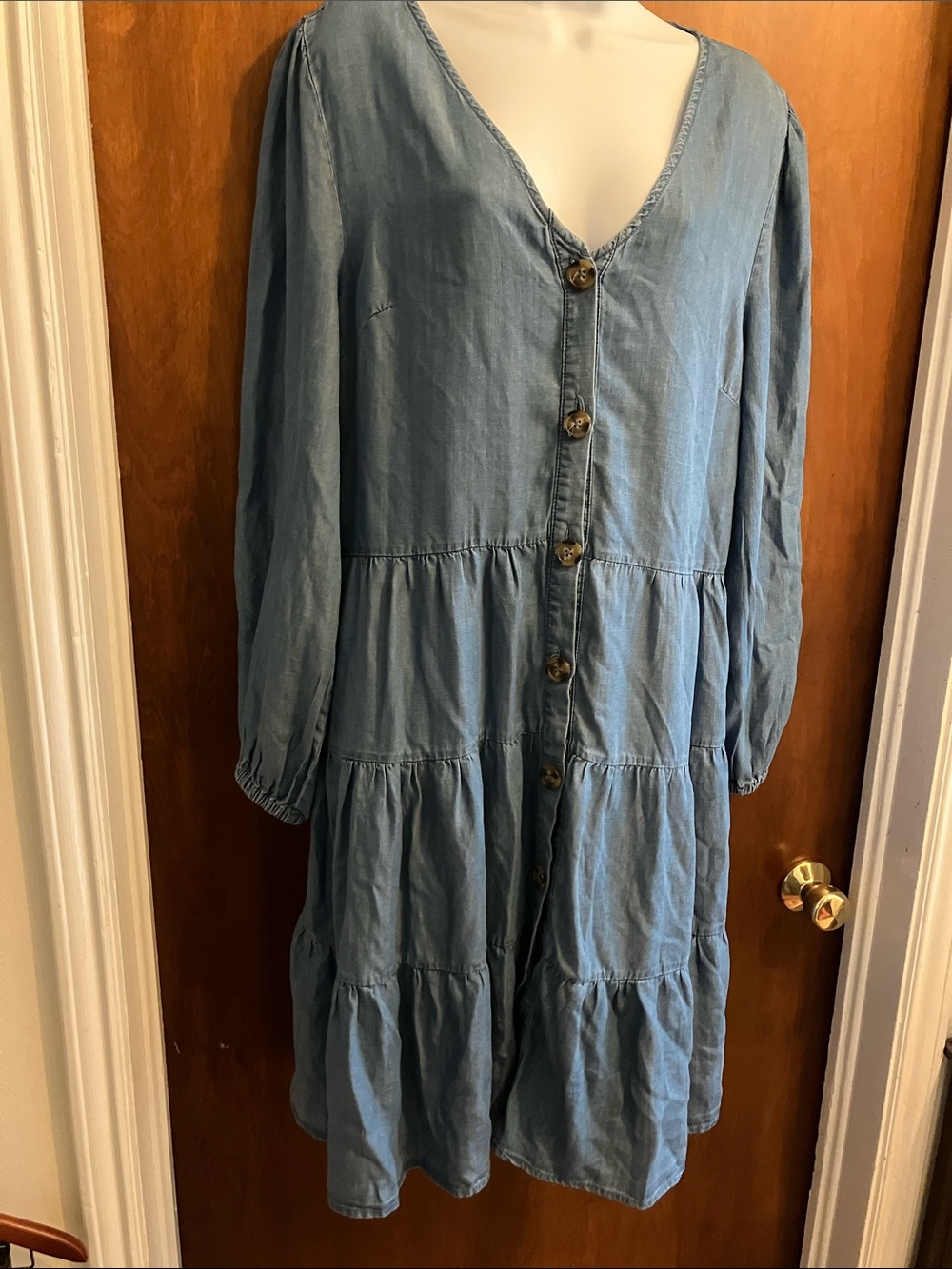 Casa Cabana Button-Front Light Blue Midi Dress